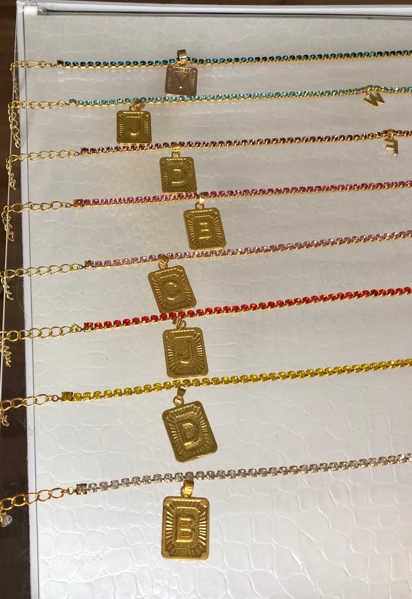 Rhinestone letter pendant anklet