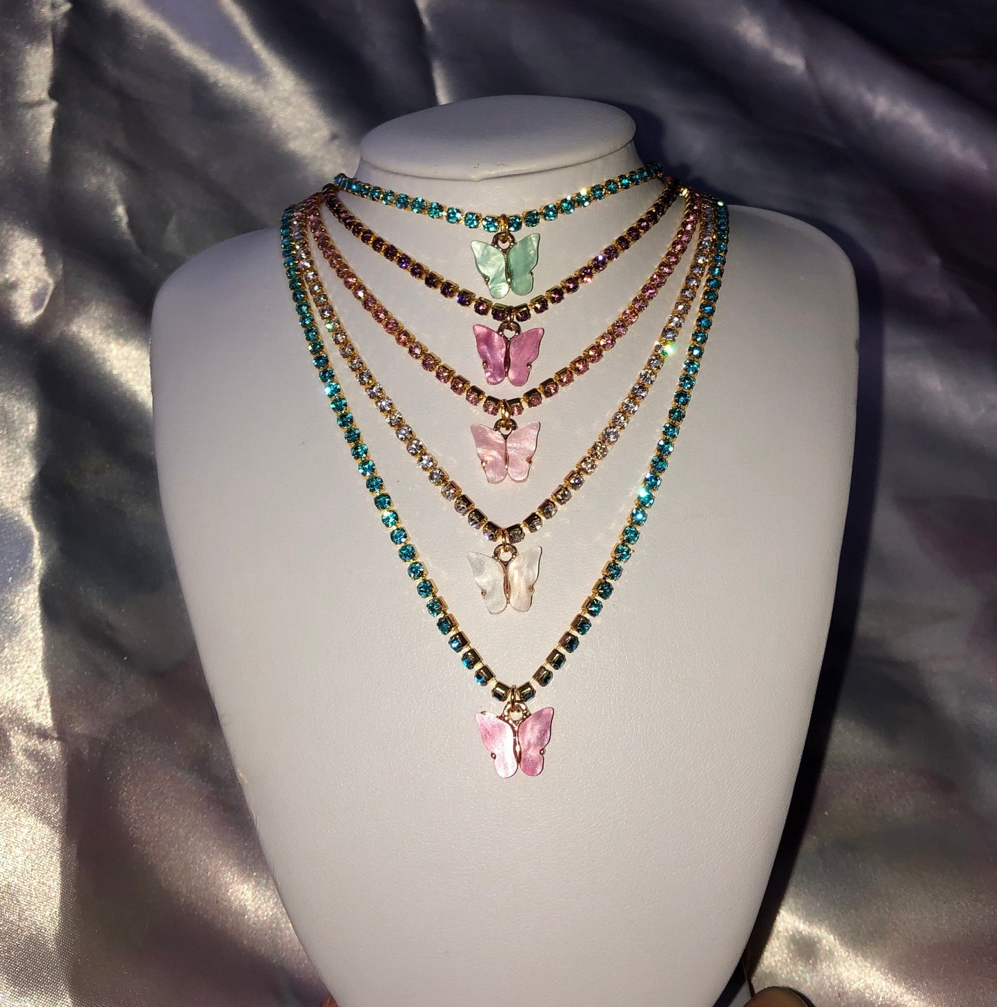 Rhinestone mariposa necklace