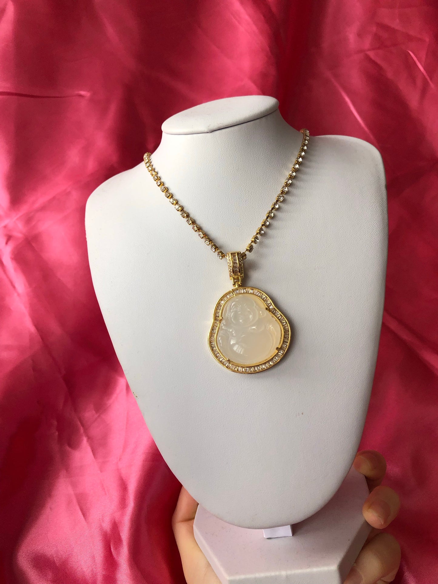 Rhinestone Buddha necklace