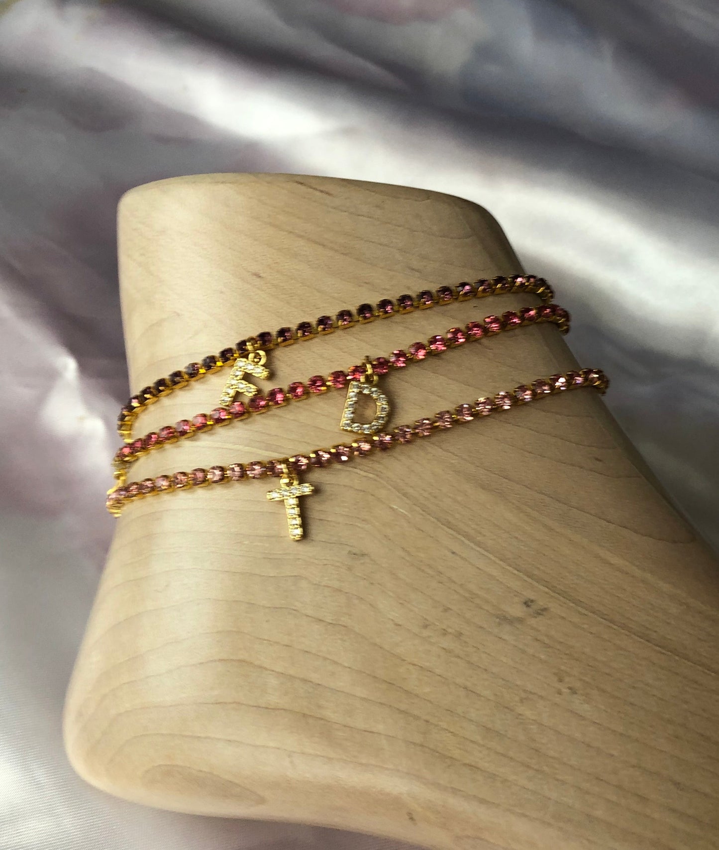 Rhinestone cz letter anklet