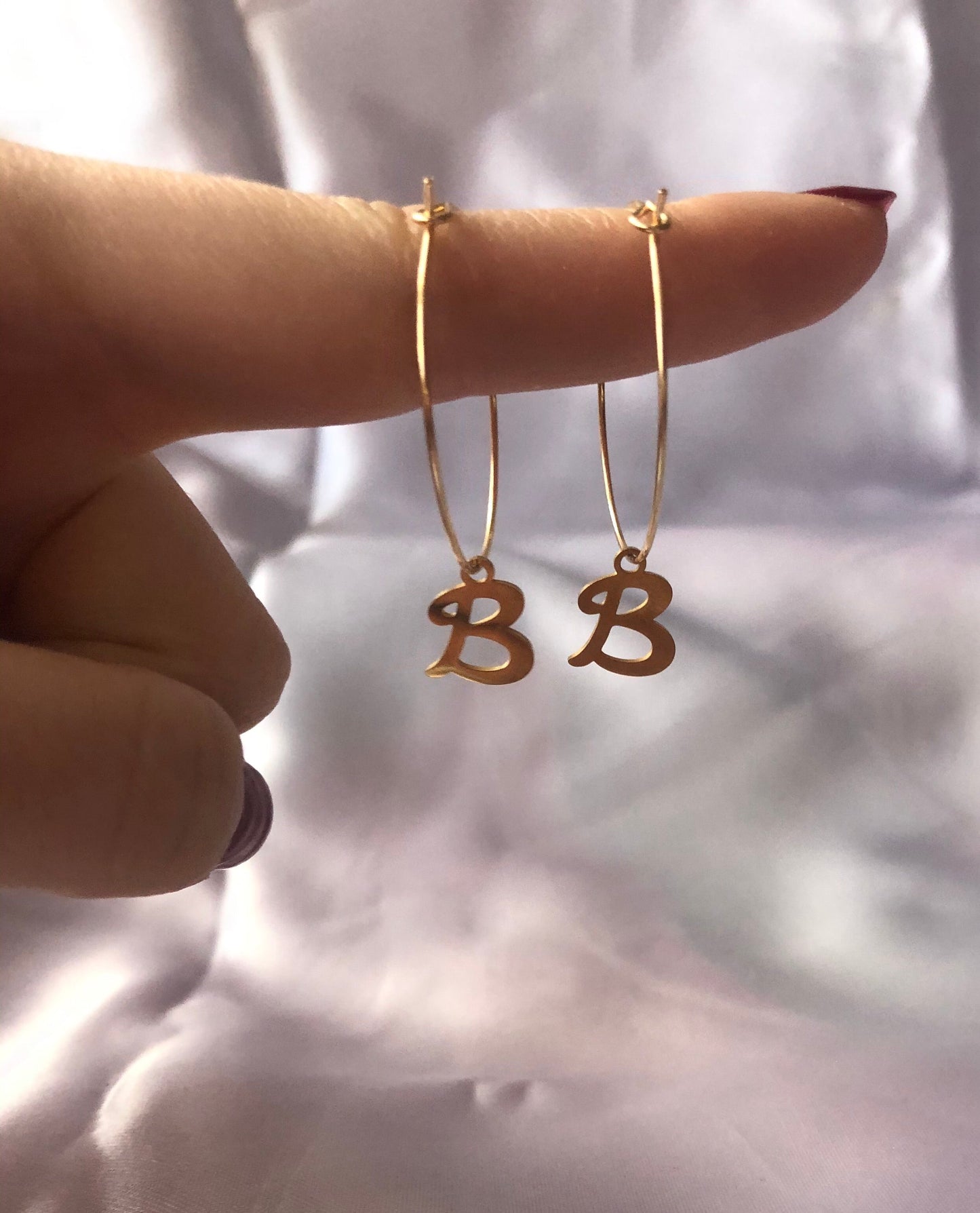Charm letter hoops