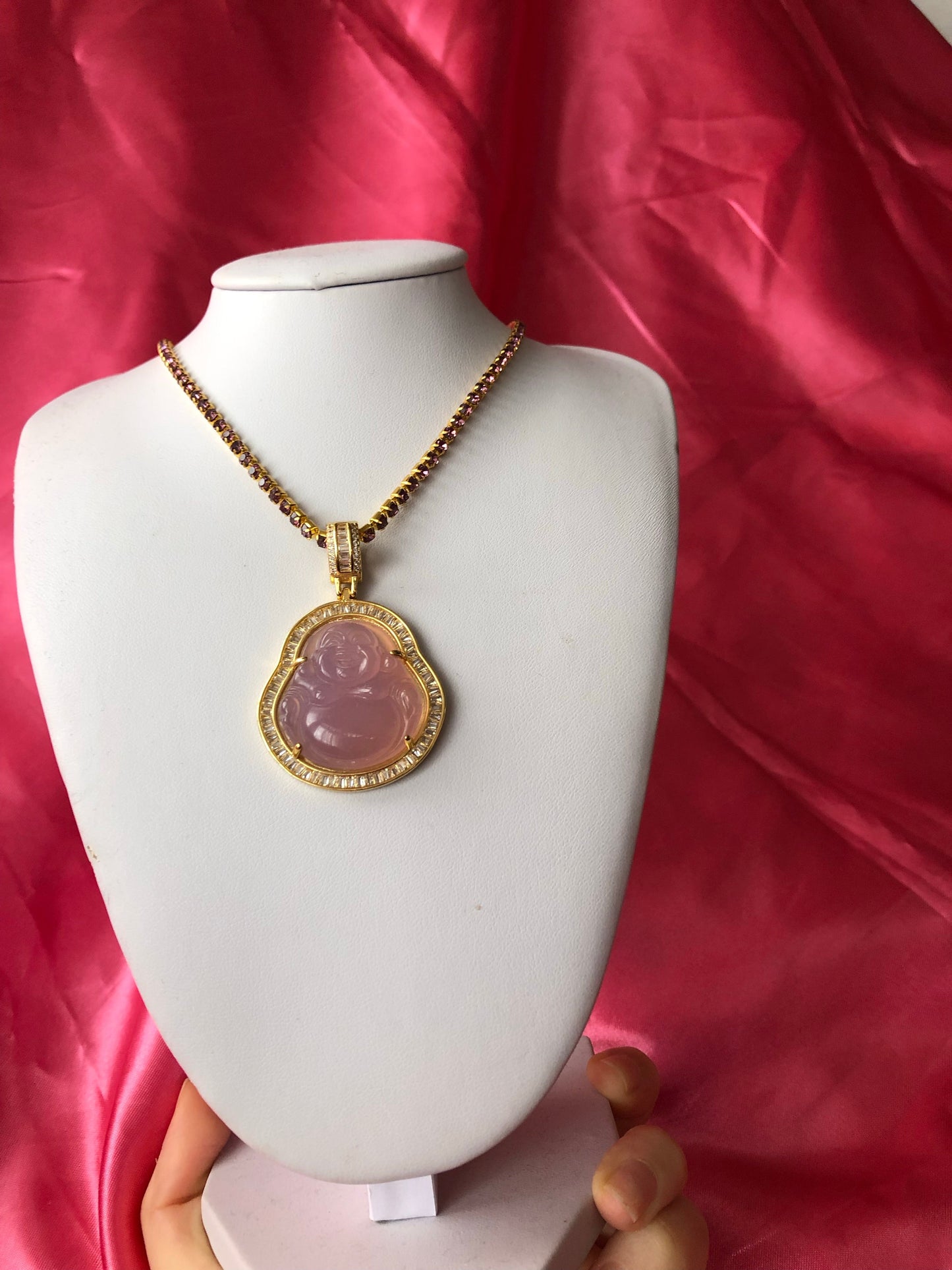 Rhinestone Buddha necklace