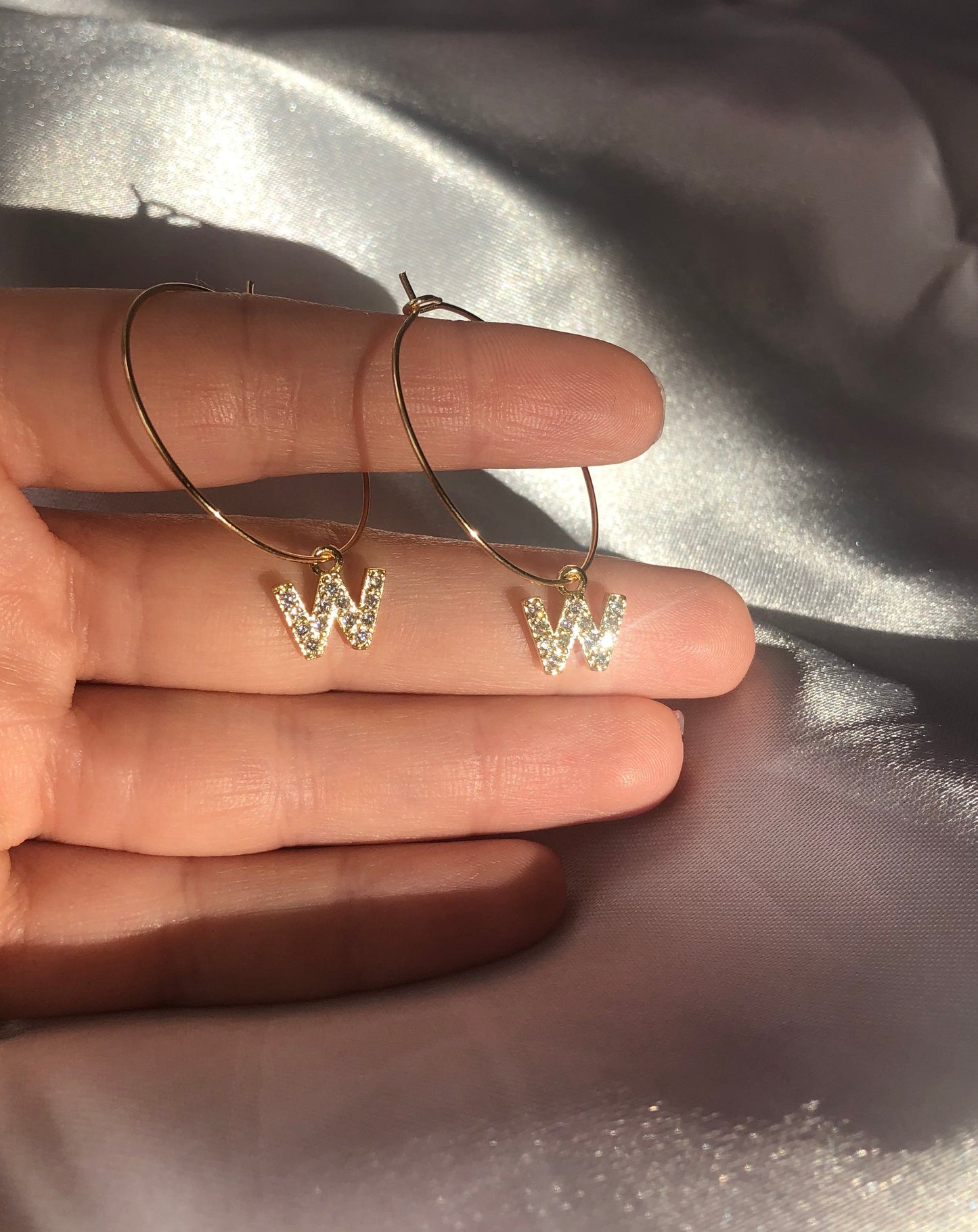 Cz letter pendant hoops