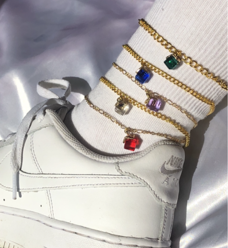 Cube pendant anklet