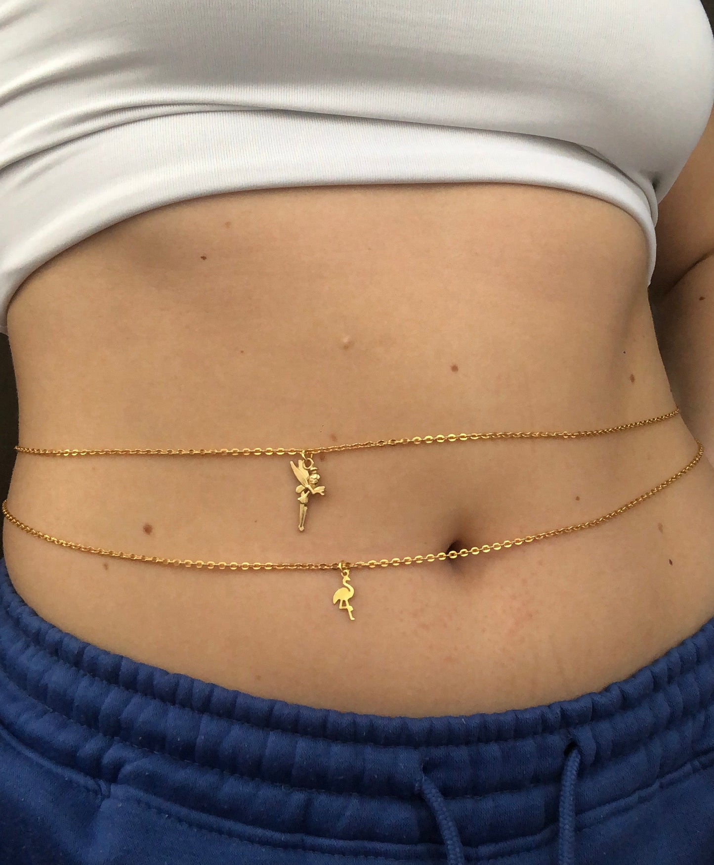 Fairy/flamingo pendant belly chain