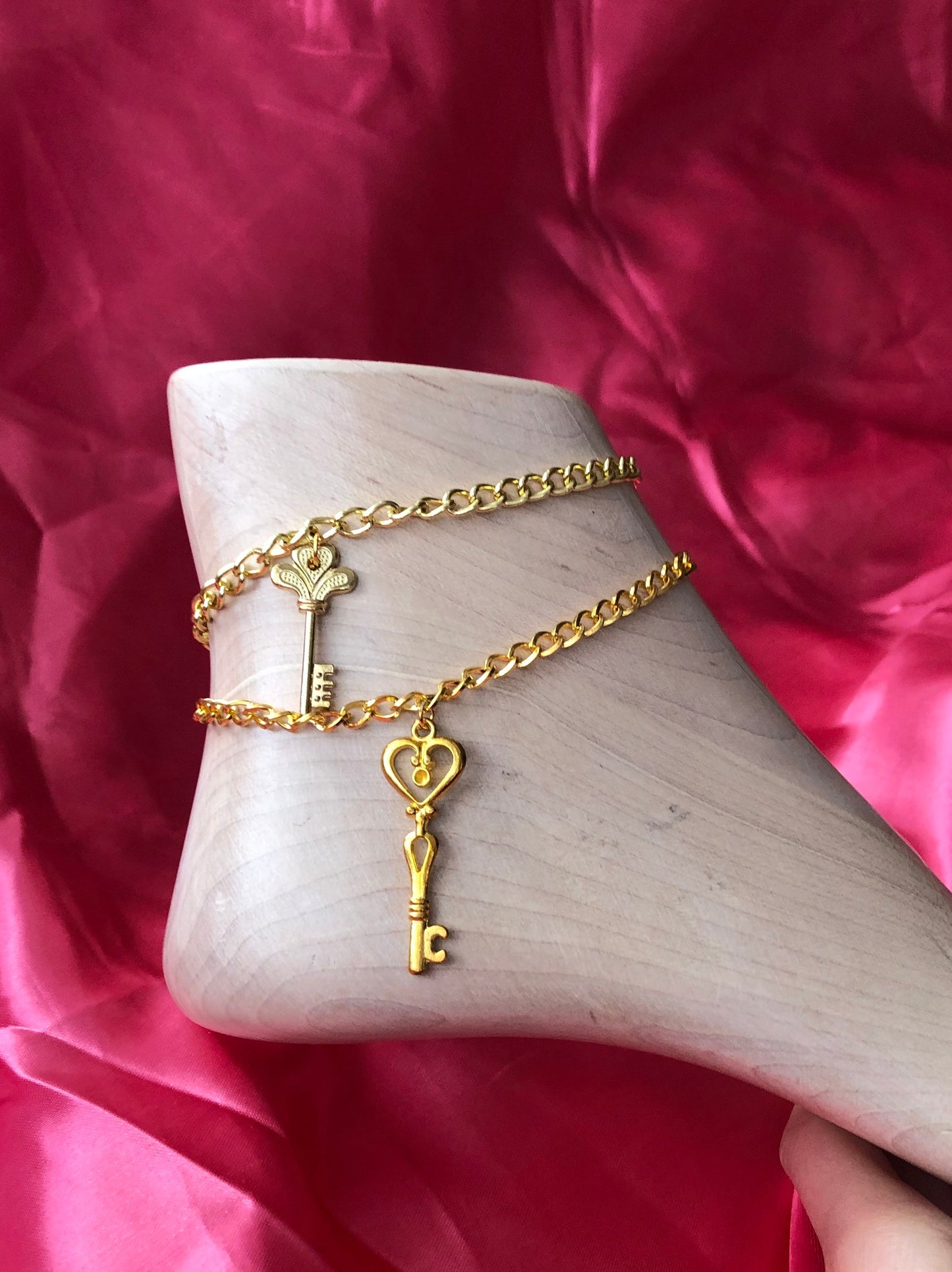 Gold key anklet