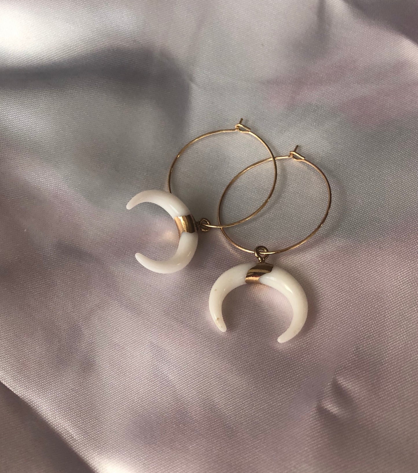 White pendant hoops