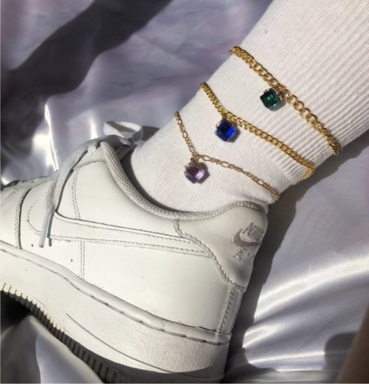 Cube pendant anklet