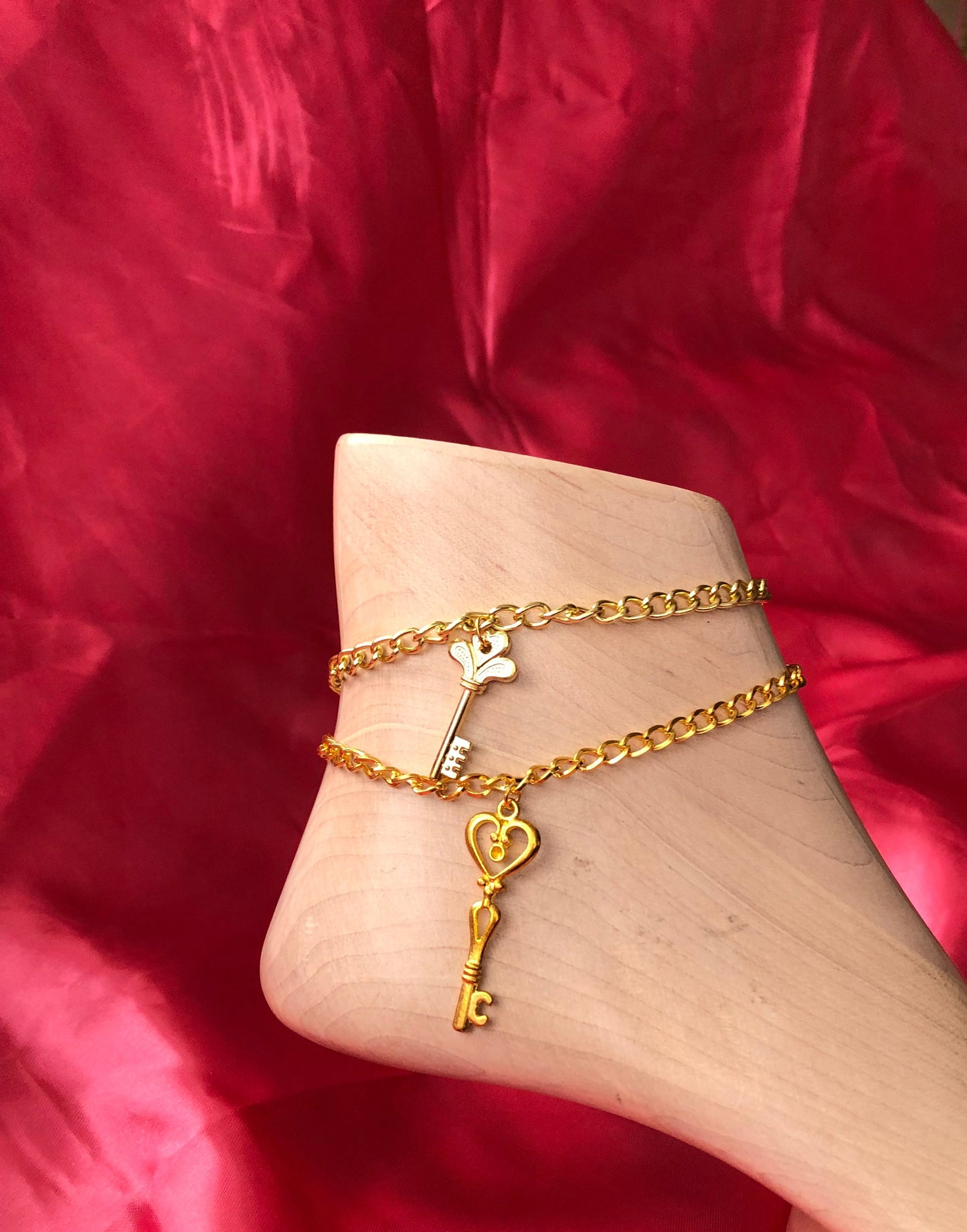 Gold key anklet