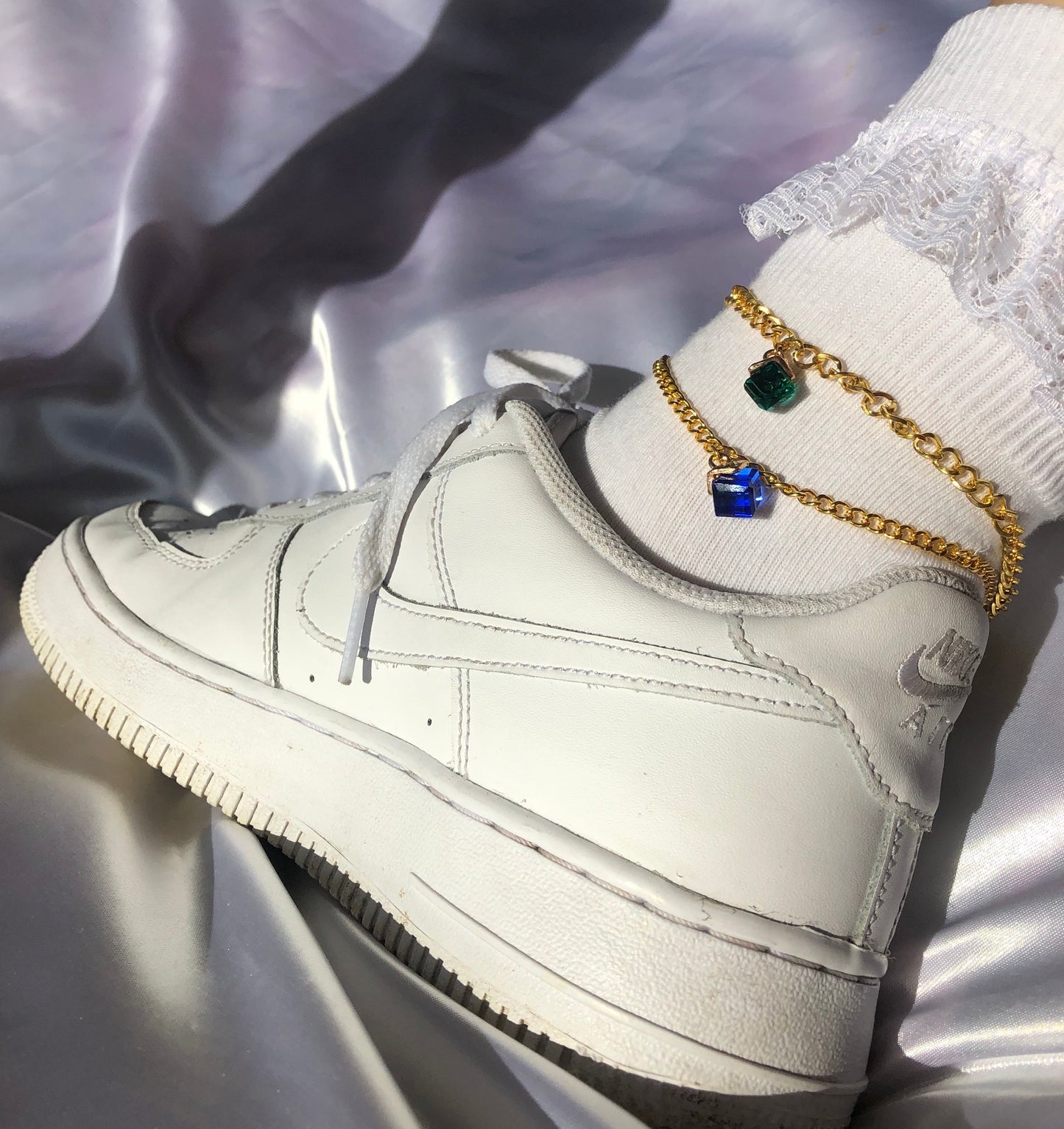 Cube pendant anklet