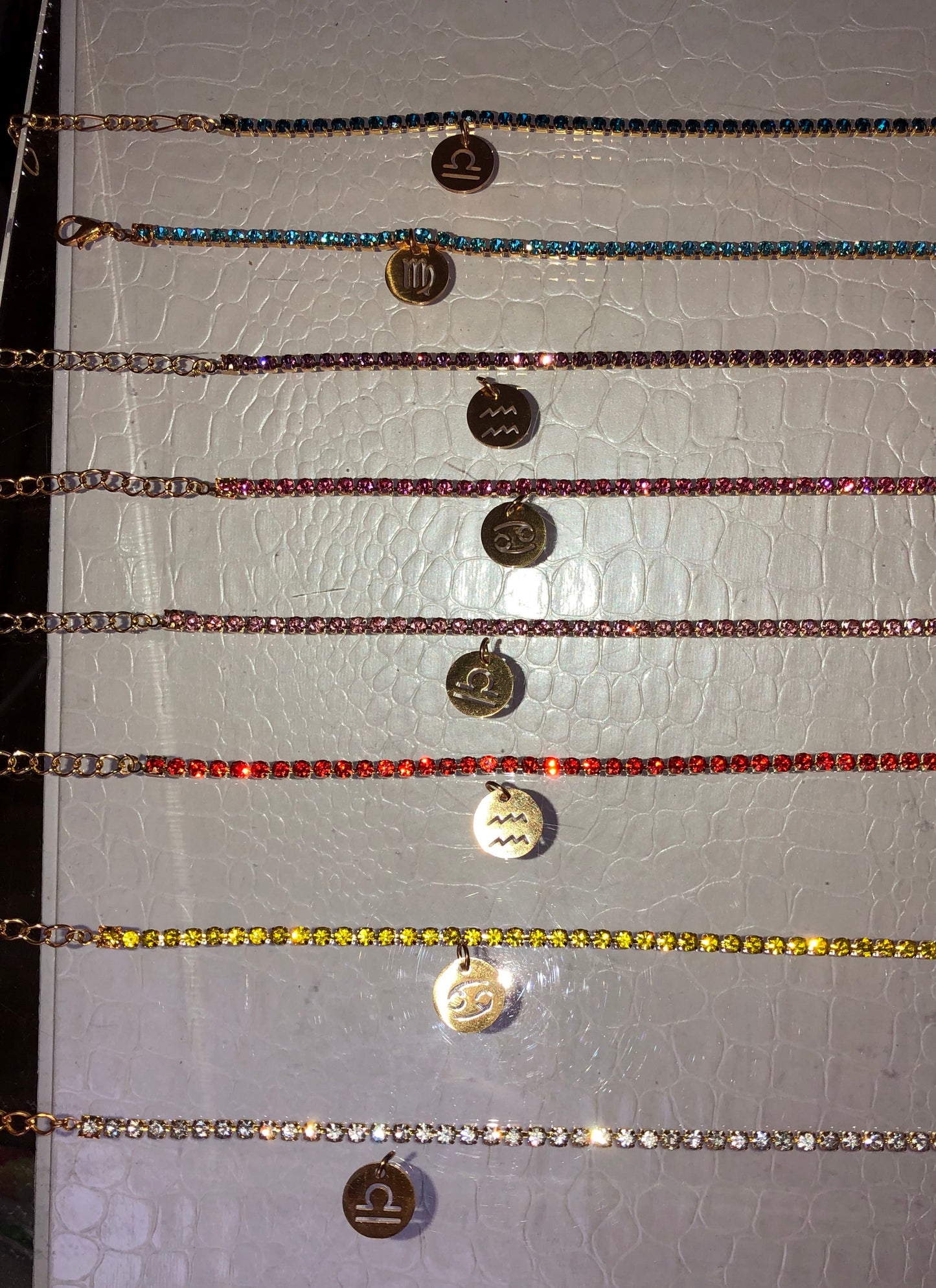 Rhinestone circle zodiac sign anklet