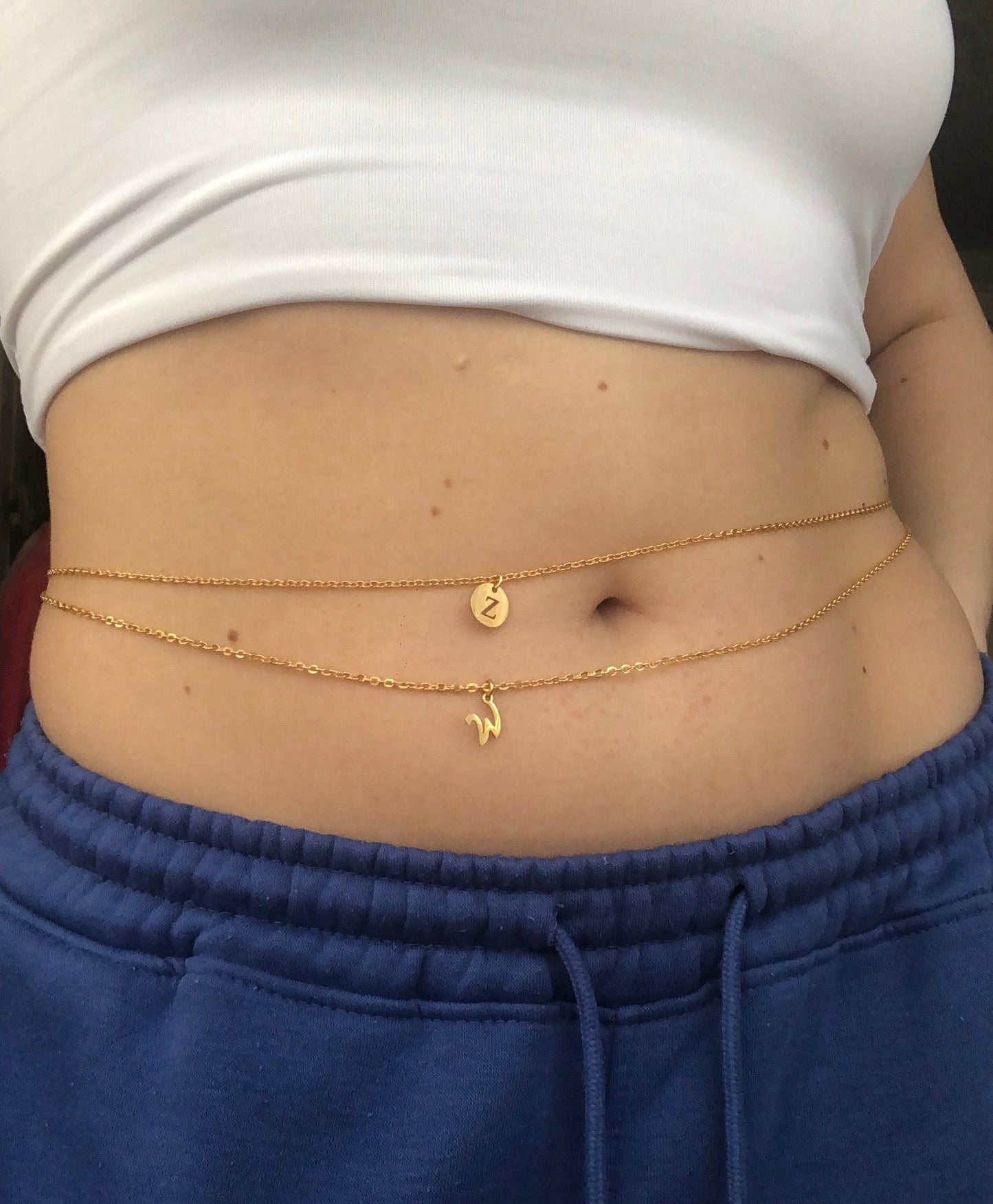 Letter pendant belly chain