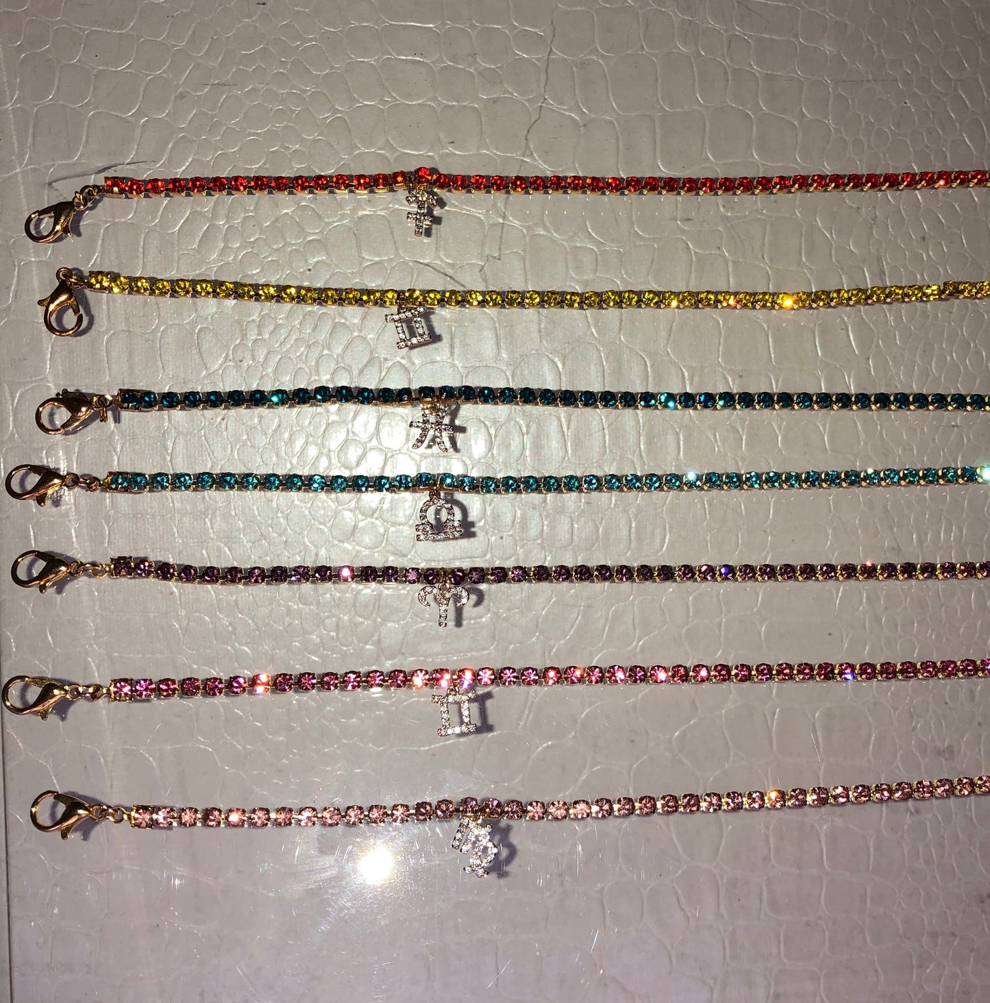 Rhinestone cz zodiac sign anklet