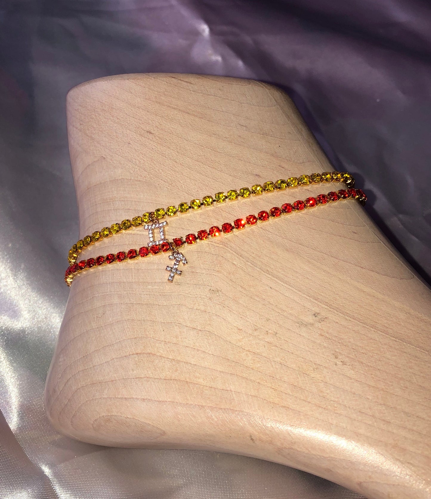 Rhinestone cz zodiac sign anklet