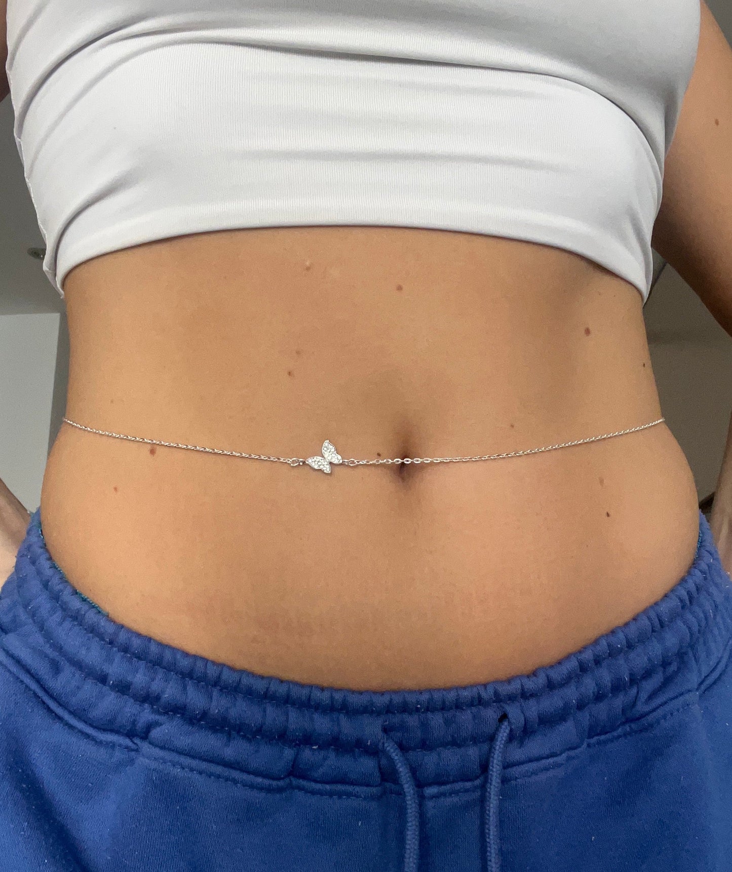Dainty butterfly belly chain