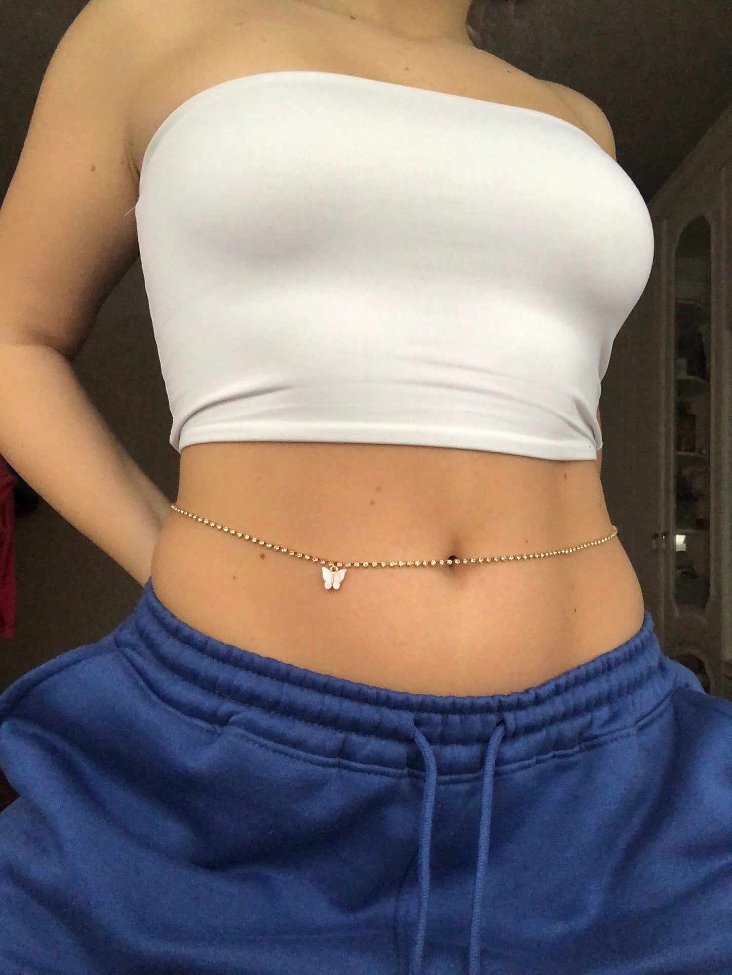 Rhinestone mariposa belly chain