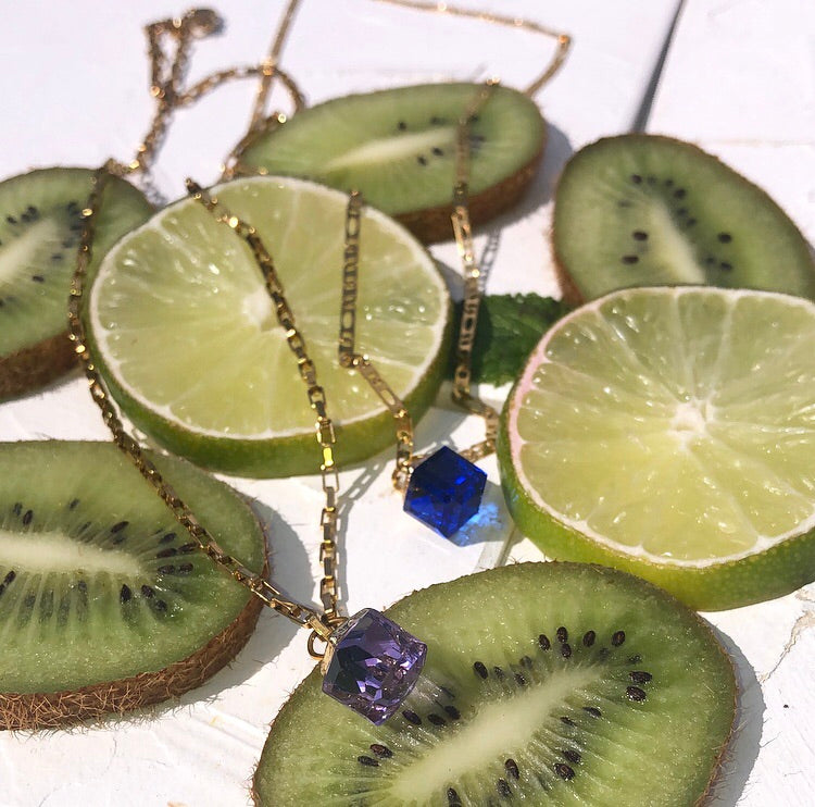 Crystal cube pendant necklace - Icegoldbyvee