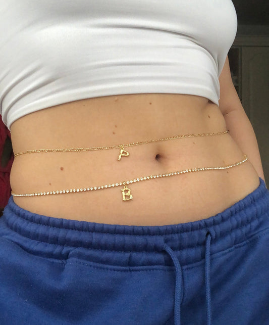Bamboo letter pendant belly chain