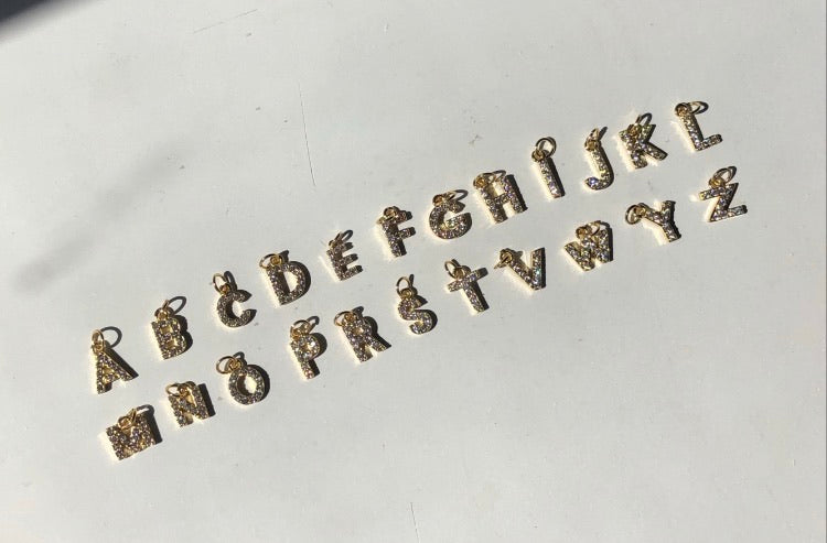 Rhinestone cz letter pendant necklace