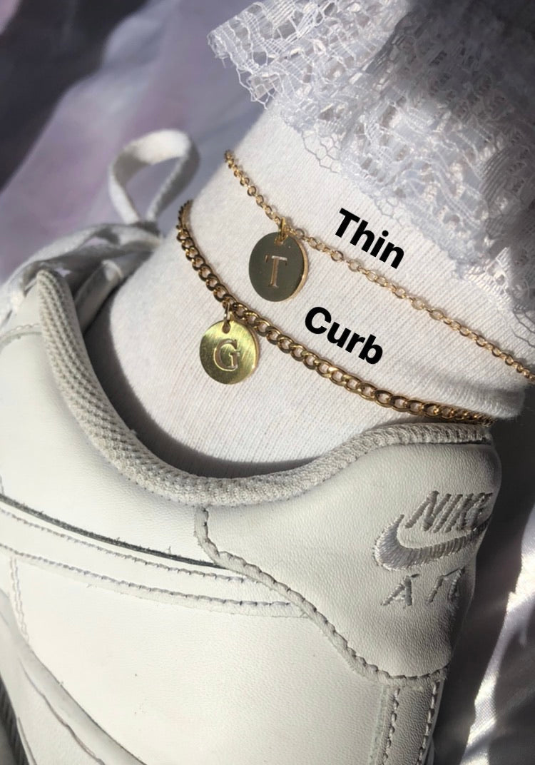 Circle letter anklet