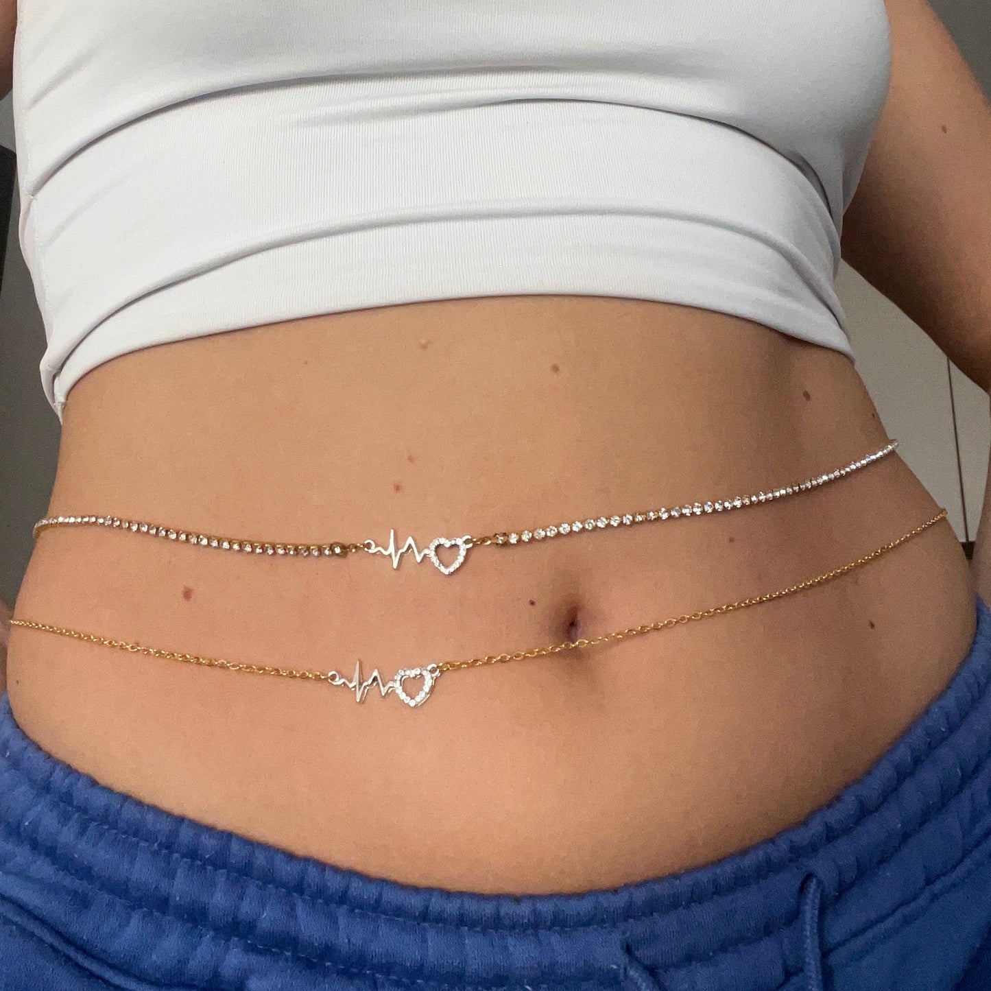 Love pulse belly chain