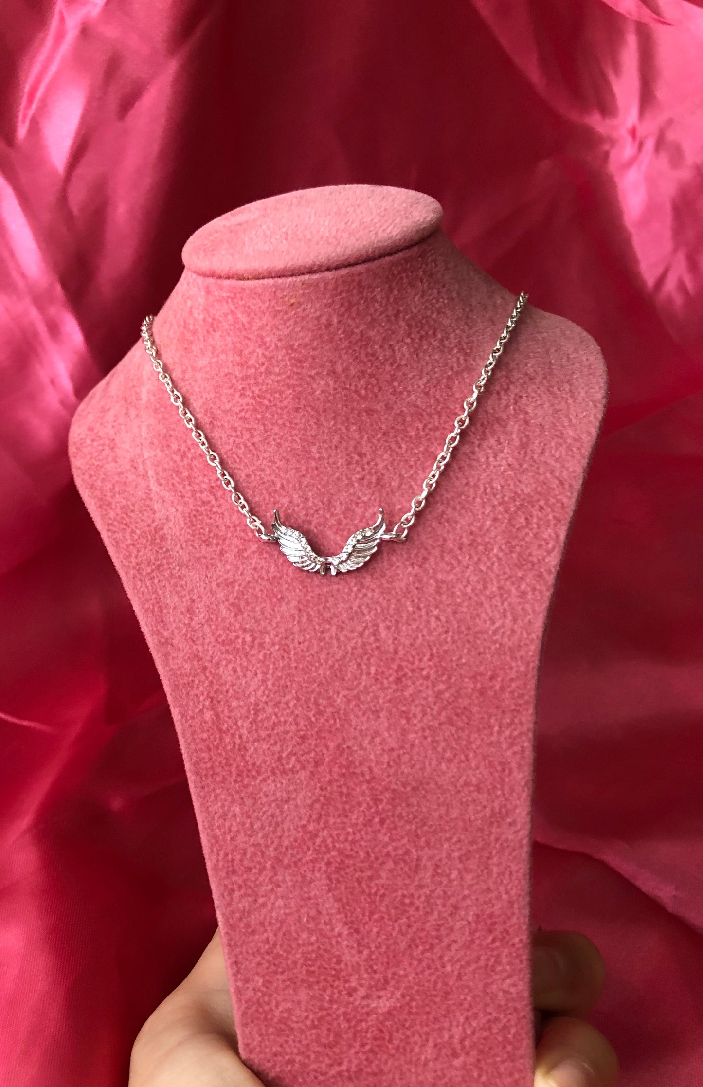 Crystal wing pendant necklace