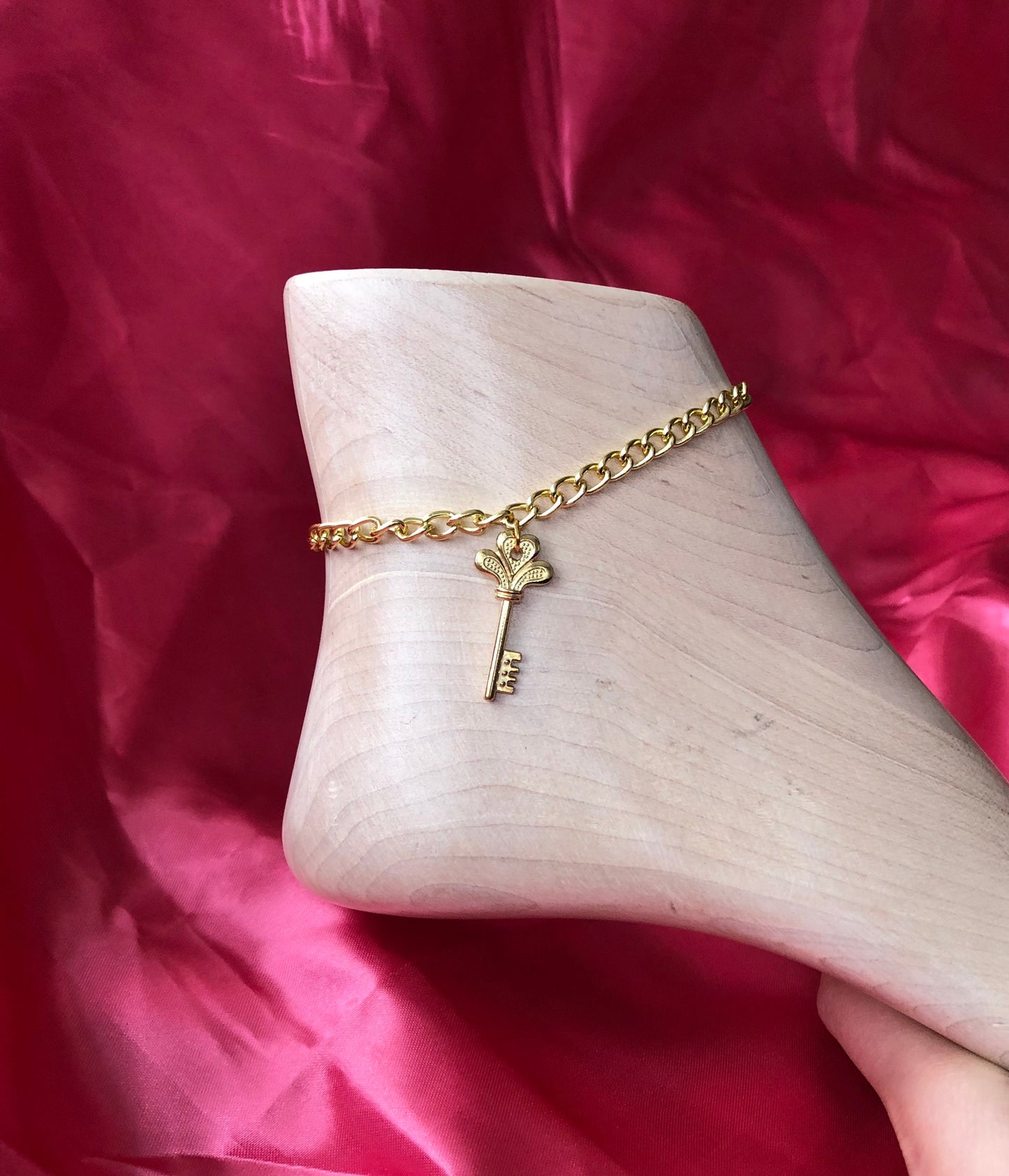 Gold key anklet