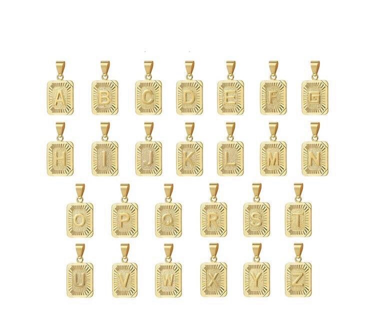 Rhinestone letter pendant necklace