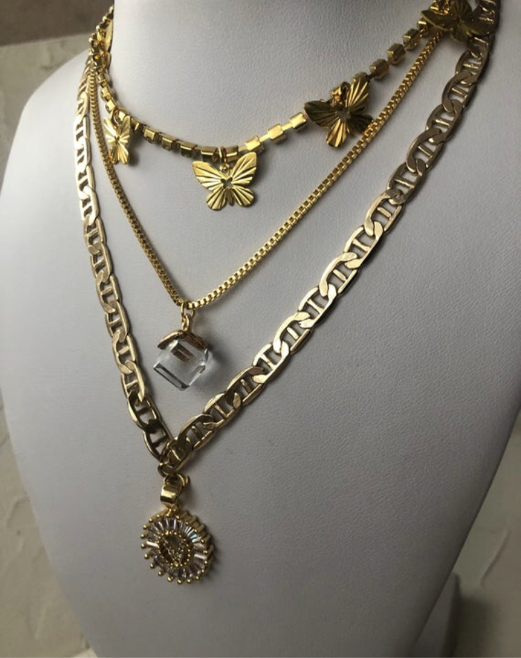 Golden butterflies necklace