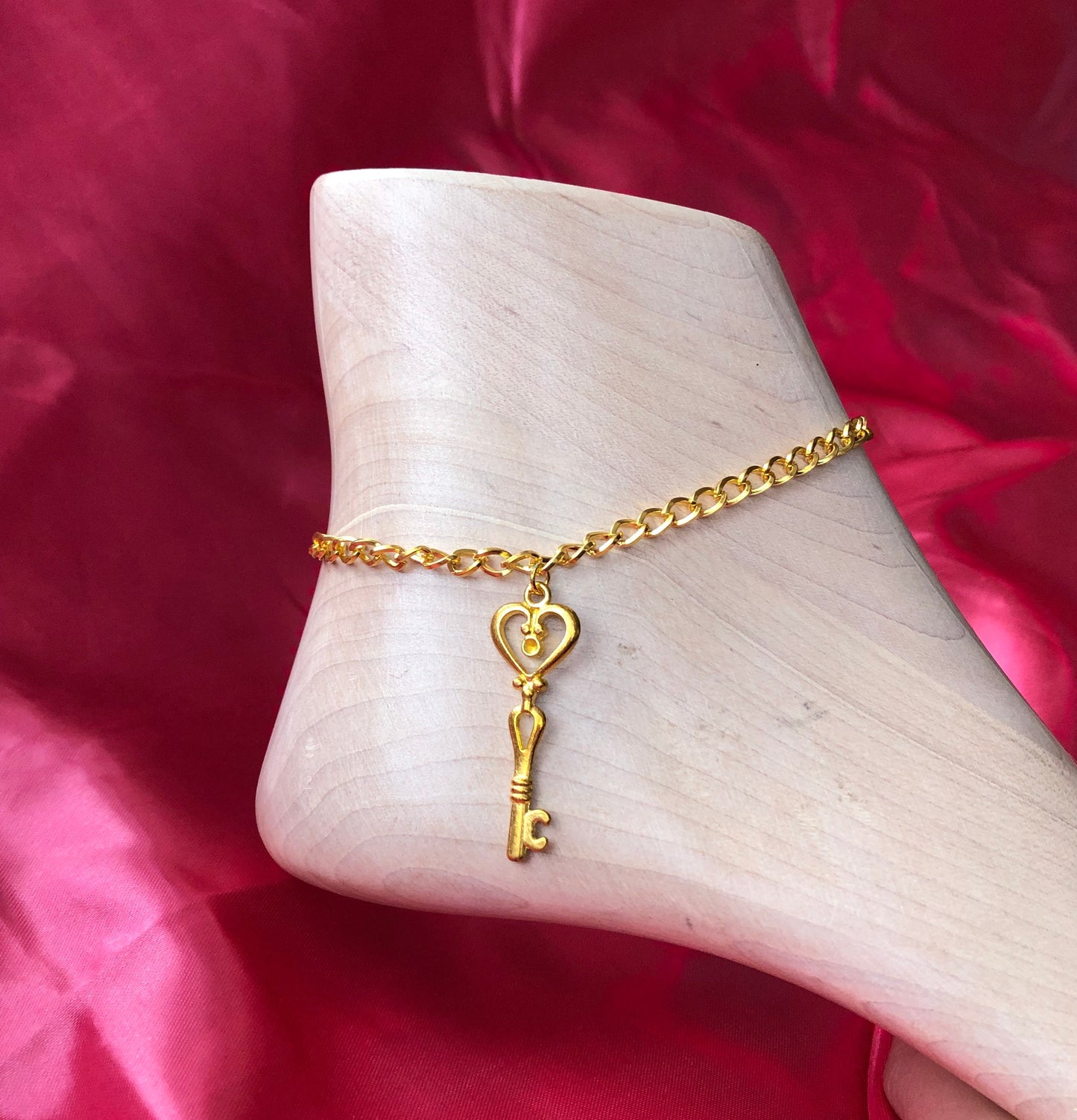 Gold key anklet