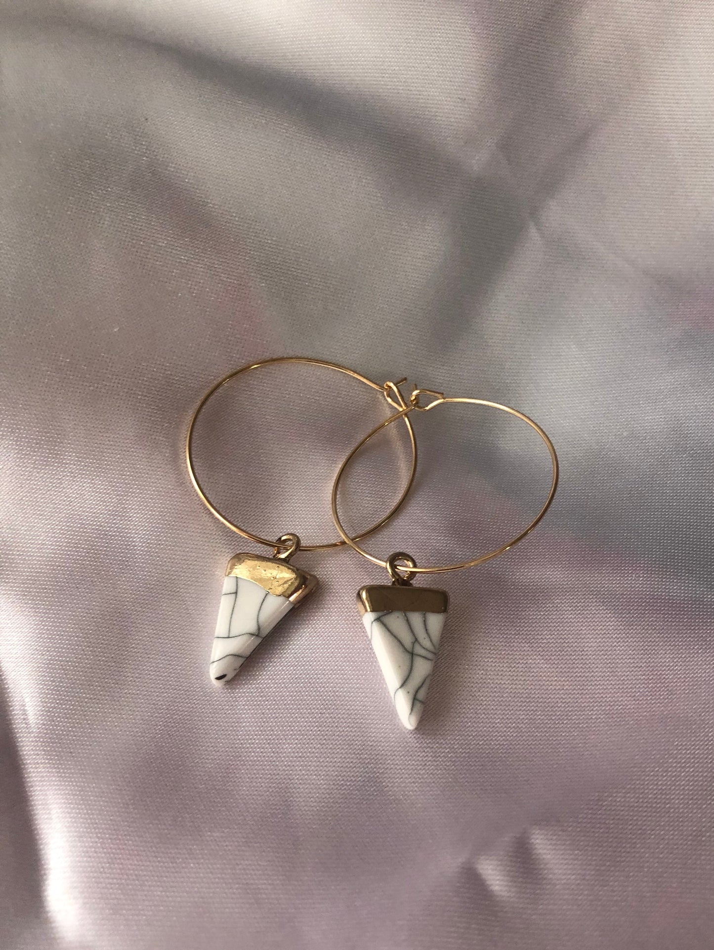 White pendant hoops