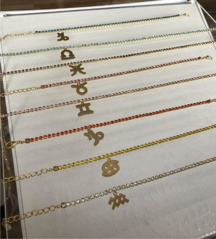 Rhinestone zodiac sign necklace