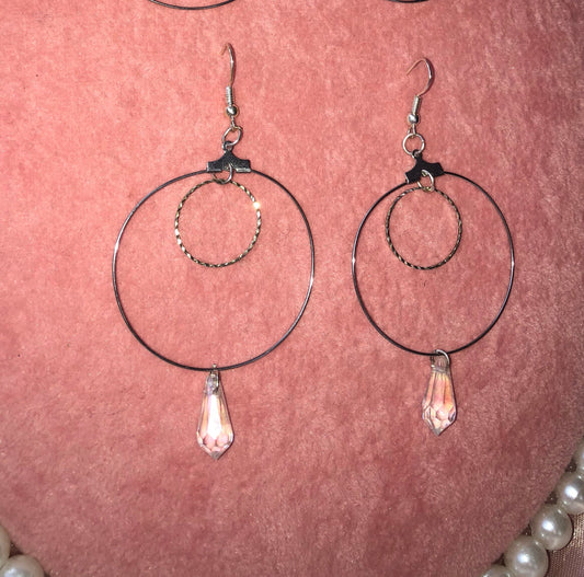 Double circle crystal hoops