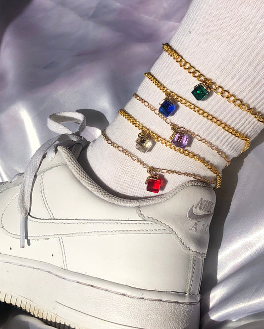 Cube pendant anklet