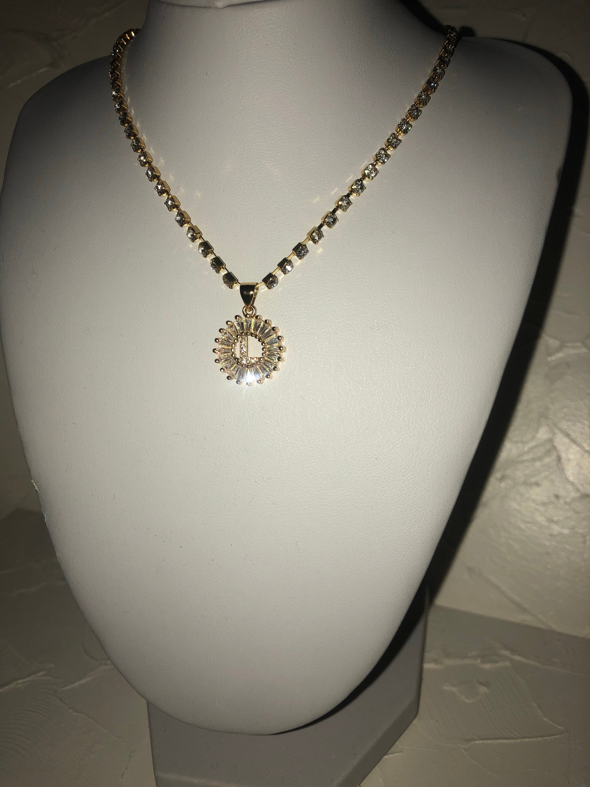 Rhinestone initial necklace - Icegoldbyvee