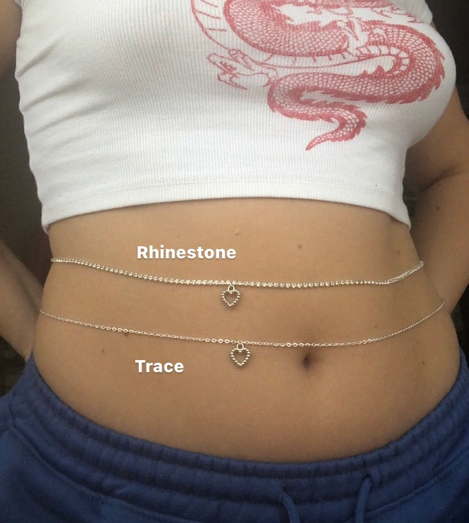 Silver heart belly chain
