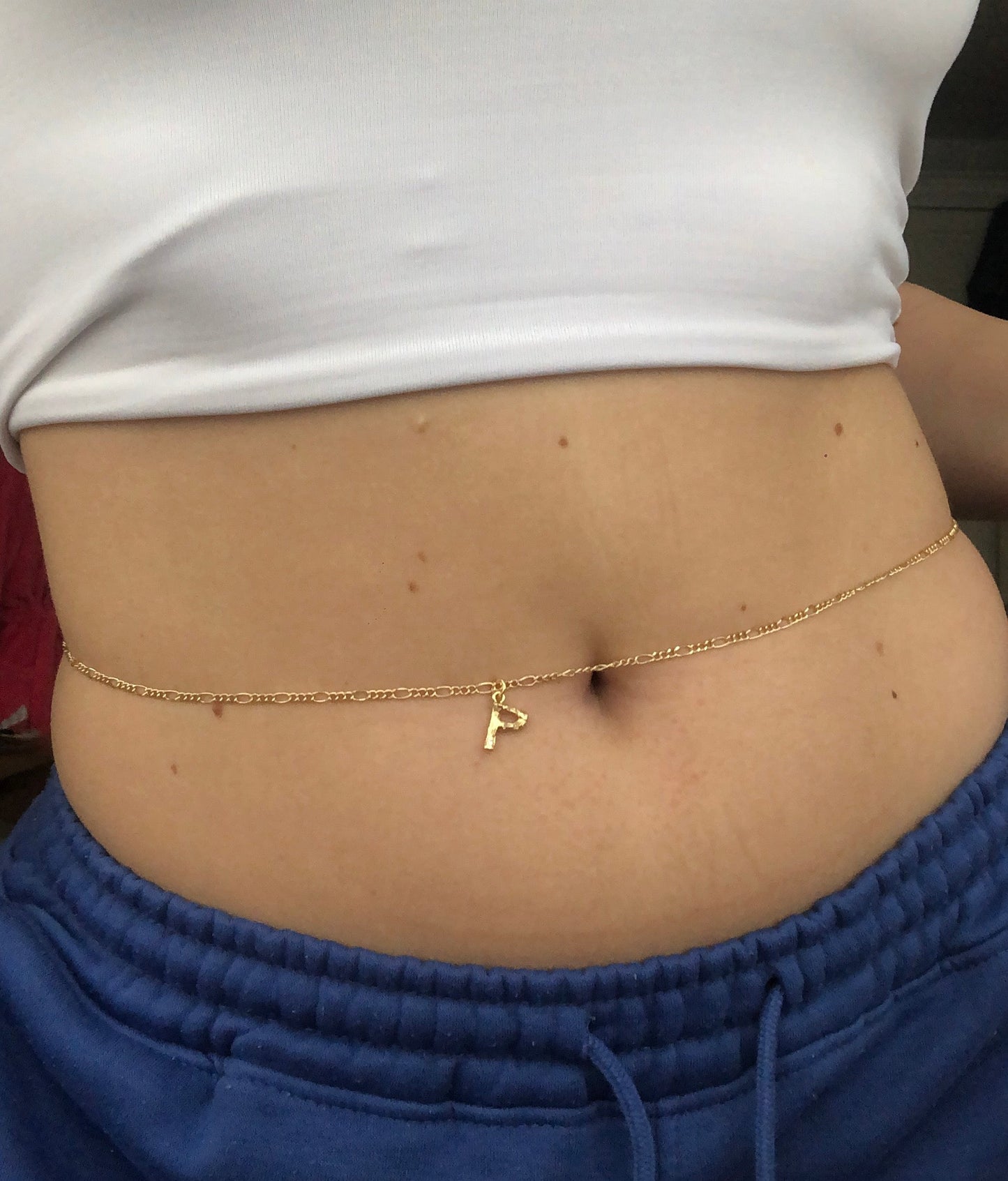 Bamboo letter pendant belly chain