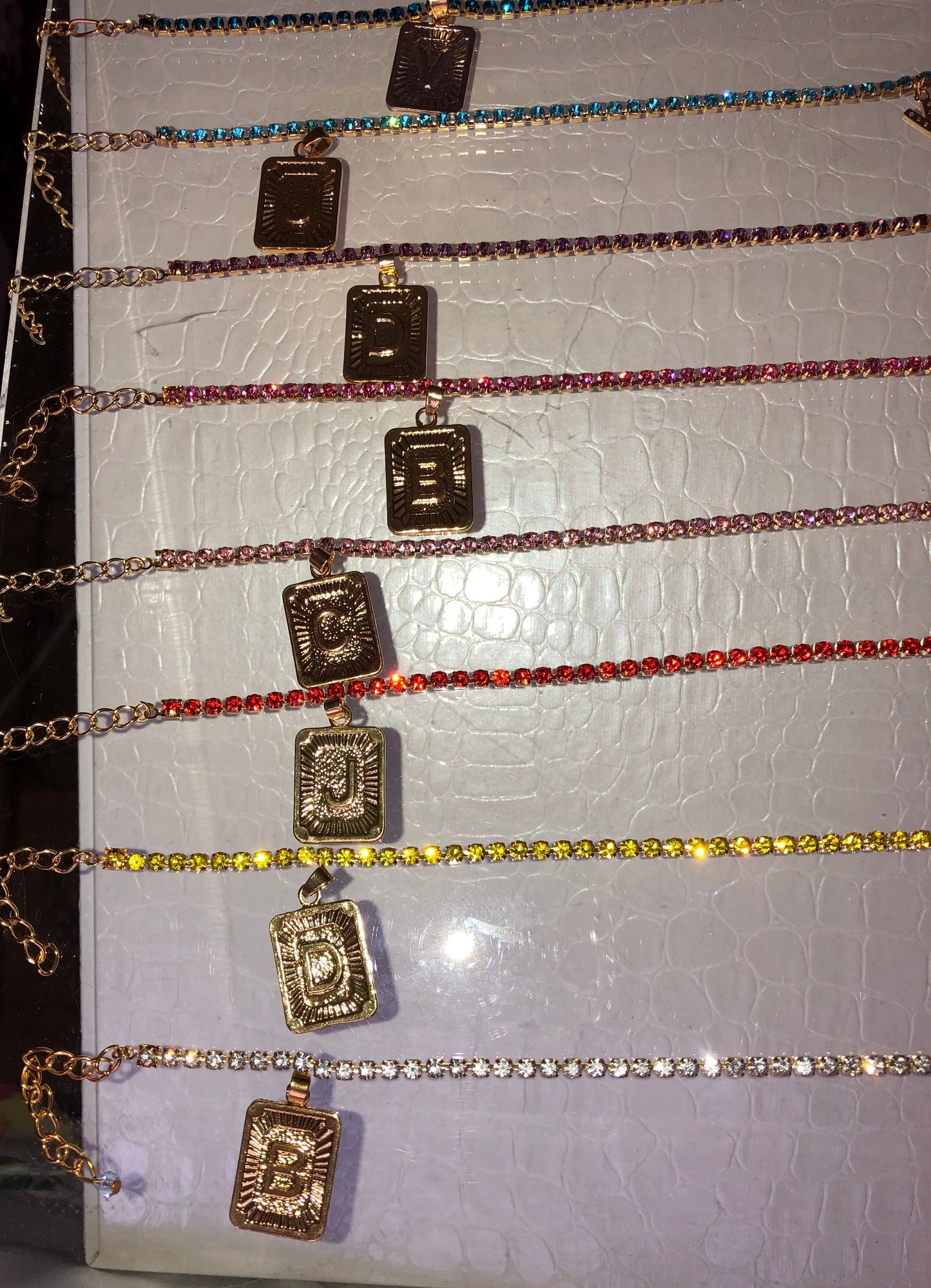 Rhinestone letter pendant anklet