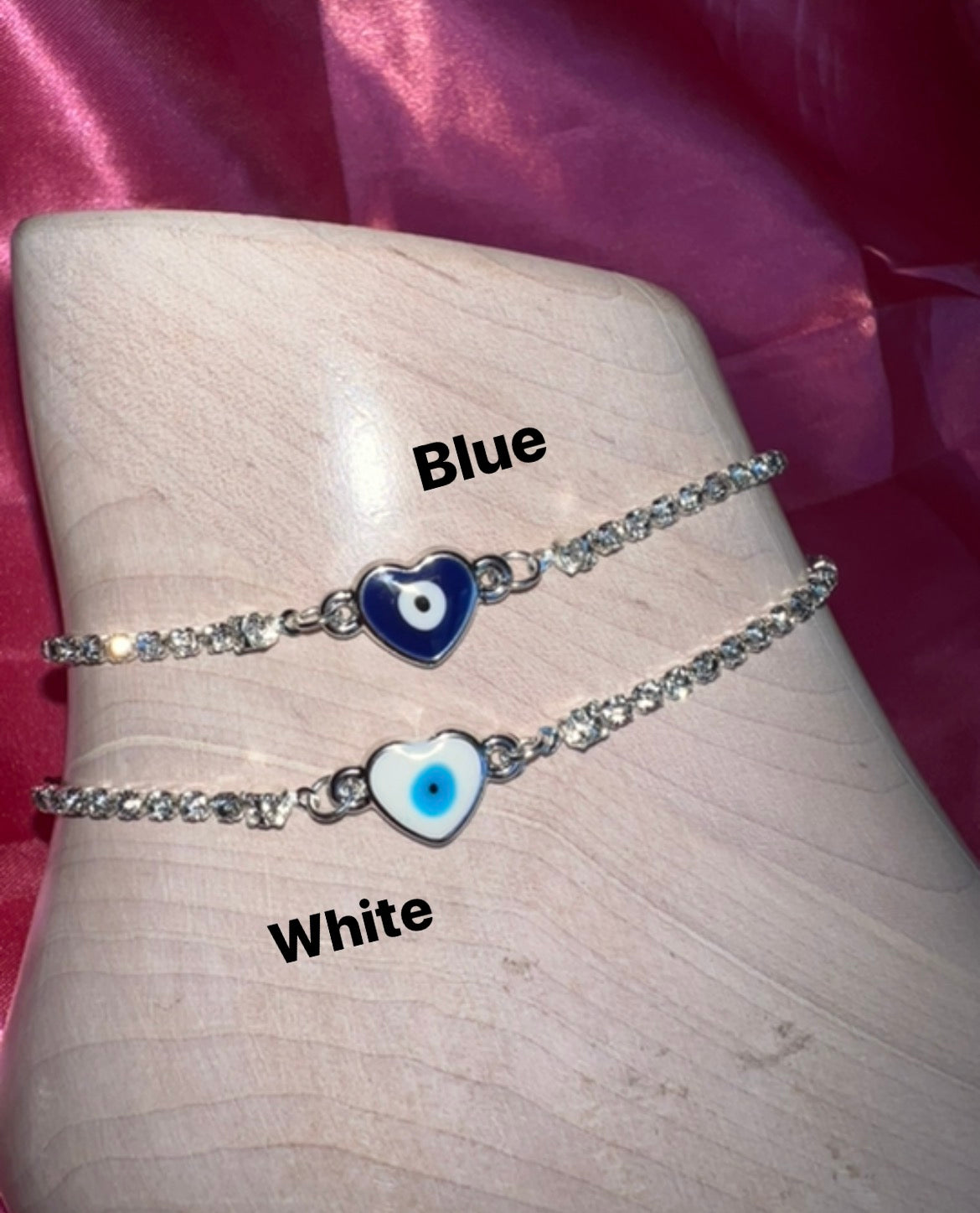 Heart evil eye anklet